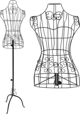 Produktbild von Metallische Schaufensterpuppe, 140-160 cm - Vintage-Kleiderpuppe - Drahtgestell - Dekorative Büste für Kleiderständer - Einzelhandel