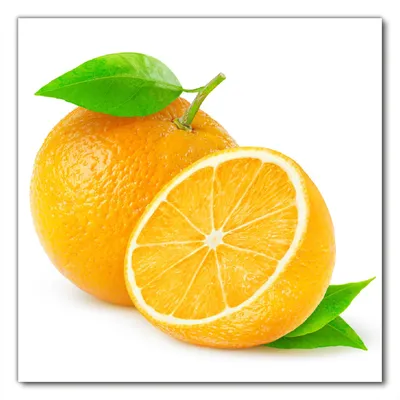 Produktbild von Wallario selbstklebende Möbelfolie/ Tischdecke für Innen und Außen, Größe: 90 x 90 cm - Saftige Orangen vor weißem Hintergrund