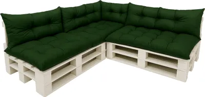 Produktbild von Palettenkissen Set 7-teilig  Grün – Sitzkissen 120×60 cm & Rückenkissen 120×40 cm für Palettensofa, Lounge & Gartenmöbel palettenkissen outdoor