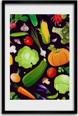 Produktbild von Bild - Bilderrahmen - 40 cm x 60 cm - MDF - Rahmen - Wandkunst - Gemüse