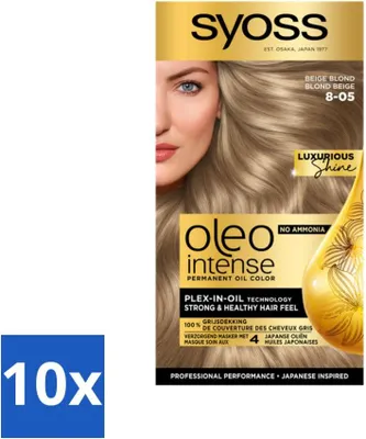 Produktbild von SYOSS – Oleo Intense 8-05 Beigeblond – Haarfärbemittel – Ammoniakfrei – Grauabdeckung – Langanhaltende Farbe - Vorteilspack - 10 Stücke
