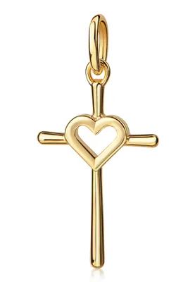 Produktbild von Kreuz-Anhänger mit Herz 925 Silber Silberkreuz vergoldet mit Etui und Zertifikat