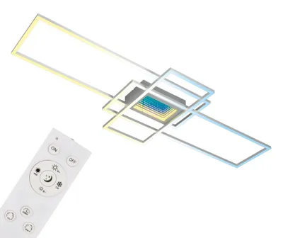Produktbild von Briloner Misy LED Deckenlampe, Dimmbar, Tunneleffekt, Infinity Mirror, Fernbedienung, Alufarbig, 110,8 x 42 x 5,9 cm