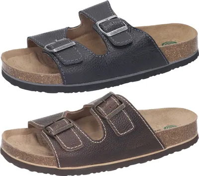 Produktbild von Dr. Brinkmann Herren Leder Clogs Pantoletten Schnallen 600420, Größe:45 EU, Farbe:Braun