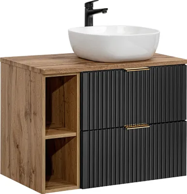 Produktbild von Waschtisch 80.6cm Adriel mit 2 Schubladen, Schwarz