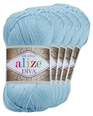 5 x 100g Strickgarn ALIZE DIVA 346 sky blue