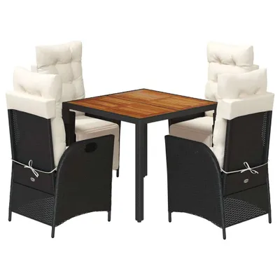 Produktbild von vidaXL 5-tlg. Garten-Essgruppe mit Kissen Schwarz Poly Rattan