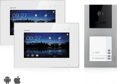 Produktbild von Video Türsprechanlage mit Smartphone App für 2 Familienhaus, Aufputz, 2x Monitore, Balter EVO WLAN