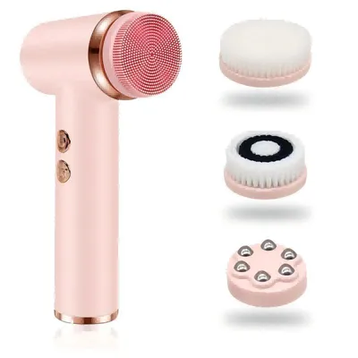 Produktbild von 4-in-1-Gesichtsreinigungsbürste Elektrische Gesichtswaschbürste Wasserdichter tragbarer Gesichtspeeling für Peeling Mitesser Massage