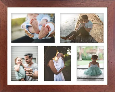 Produktbild von aFFa frames Chalet Bilderrahmen aus Holz Plexiglas Verschiedene Größen Collage Einzelbilder Wohnungsdekoration Elegant Stilvoll Moderne Bilderrahmen 40x50 cm bis zu 5 Bilder Braun