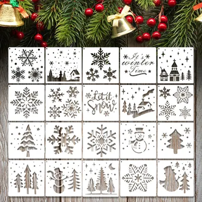 Obrázek produktu pro Šablony na Vánoce, 20 kusů, rozměr 14 x 14 cm, šablony pro malování