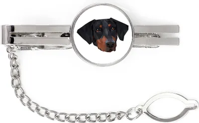 Image de Dobermann - épingle à cravate géométrique avec image et inscription d'Art-Dog