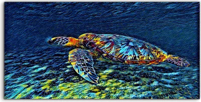 Produktbild von Coloray - Glasbild - 100x50 cm - Wandbild - Glasbilder - Meeresschildkröte im Meerwasser Tier