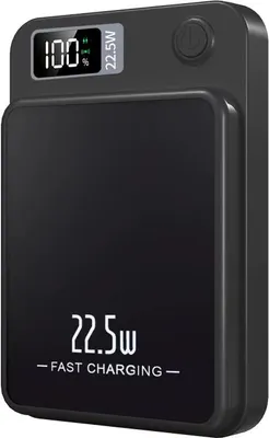 Produktbild von Magnetische Powerbank kompatibles  MagSafe-Ladegerät mit USB-C &USB-A für iPhone & Smartphones – Schwarz / 5000 mAh
