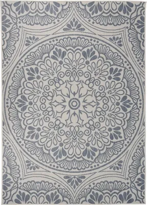 Produktbild von The Living Store Outdoor-Teppich Flachgewebe 120x170 cm Blaues Muster