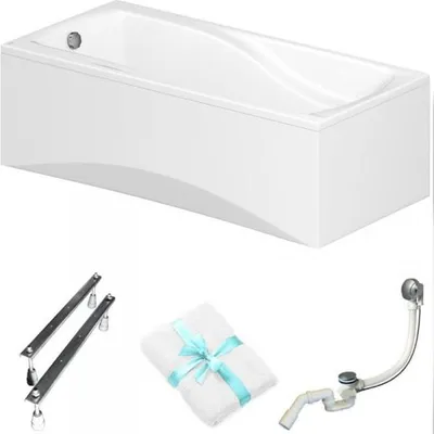 Obrázok produktu pre Cersanit | Vaňa – obdĺžniková vaňa Zen – 180 x 85 cm – s bielym obložením – ergonomická – sifón – nožičky