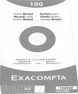 Produktbild von Karteikarten, 125 x 200 m m, kariert, weiß 3130630136033