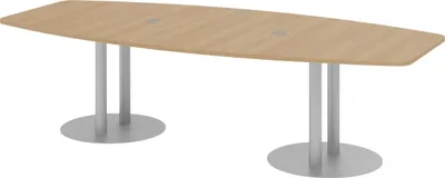 Produktbild von bümö Konferenztisch mittel KT28 - Nachbildung: Eiche, tischfuss: Säule in Silber