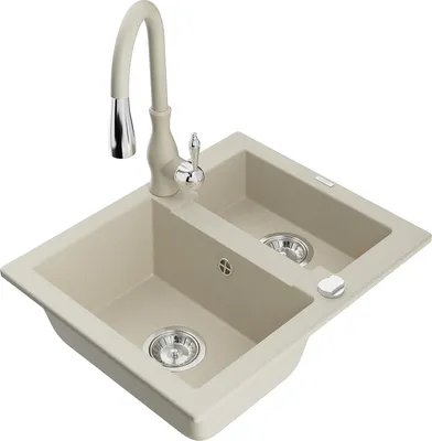 Image de Évier Carlos en granit 1,5 avec mitigeur Savita, beige (6518-69-672601-69)