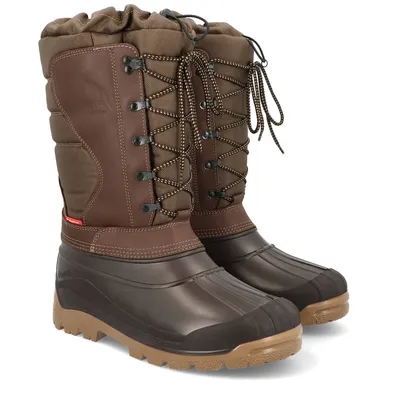 A pair of brown winter boots.