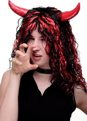 Produktbild von WIG ME UP Perücke Teufelin Hörner lang 4044-P103-13