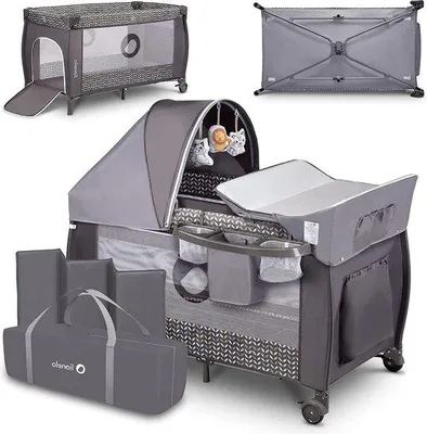 Image de Lit de voyage pour enfant (0-15 kg) avec balancelle et moustiquaire