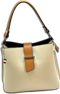 Produktbild von Florence Leder Tasche Damen Schultertasche beige natur 12x25x20cm OTF168I1