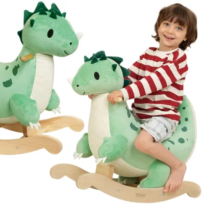 Image de CLASSIC WORLD : Balancier en peluche et en bois, motif dinosaure, avec des poignées
