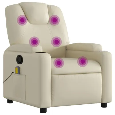 Image de vidaXL Fauteuil de massage Crème Similicuir
