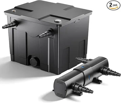 Produktbild von Komplettset: CBF-350 Teichfilter bis 12000 L Teichfilteranlage als Durchlauffilter, CUV-218 Teichklärer UVC Klärer mit 18 Watt UV-C Leistung