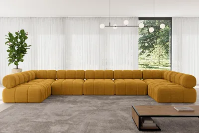 Produktbild von ALTDECOR Modulares Sofa Ecksofa in U-Form - Garvo-U3 - 475x190x70 cm Senfgelb Corner modular Sofa Eckcouch Couch Wohnlandschaft Cauchsofa Polstersofa