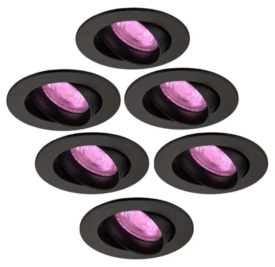 Produktbild von Ledvion 6er Set LED Einbaustrahler Rund Schwarz RGB dimmbar smart