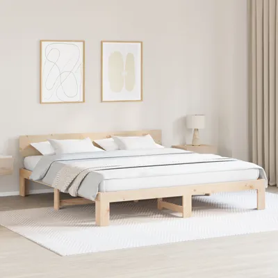 Produktbild von Bettgestell mit Kopfteil 180x200 cm Massivholz Kiefer, Klassische Betten DesignMöbel Neu