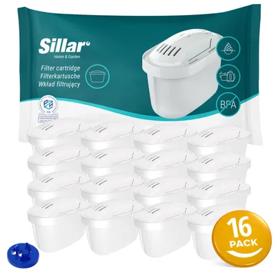 Produktbild von Sillar Wasserfilter Kartuschen – 16 Stück | Filterkartuschen Ersatz fur Dafi Unimax Aquaphor A5 Brita Maxtra+ Philips AWP212/10