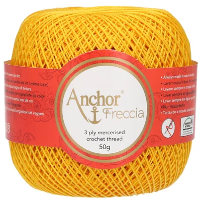 Produktbild von Anchor Freccia Stärke 12 4771012-08298 gelb Häkelgarn, 100 % Baumwolle