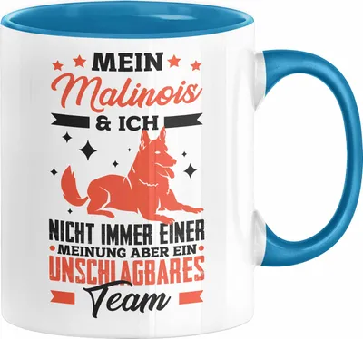 Produktbild von Malinois Tasse Geschenk Hundebesitzer Unschlagbares Team (Blau)