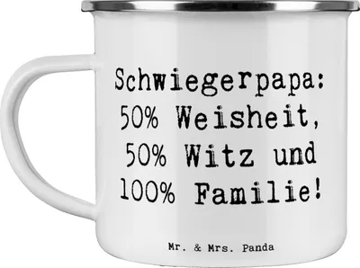 Produktbild von Mr. & Mrs. Panda Pott Spruch Schwiegerpapa Weisheit - Weiß - Geschenk, Schwiegervater, Humor, Motivtasse, Familienmitglied, Kaffeepott, Lächeln, Haferl, Dankeschön