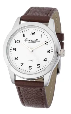 Produktbild von Eichmüller Herrenuhr RE1000 weiss-braun Lederband 39 mm
