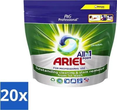Produktbild von Ariel Original All-In-1 Waschmittel-Pods – Kraftvolle Fleckenentfernung – 70 Wäschen - Vorteilspack - 20 Stücke