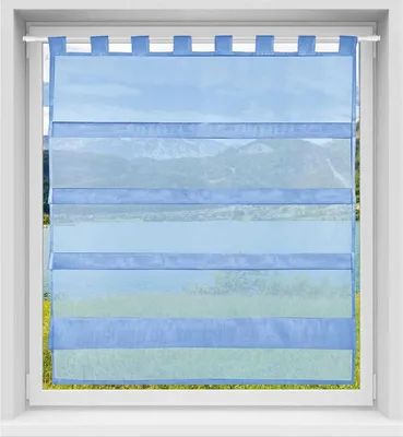 Produktbild von Gardine Raffoptik mit Schlaufe, Größe: 90x110cm, Farbe: Blau