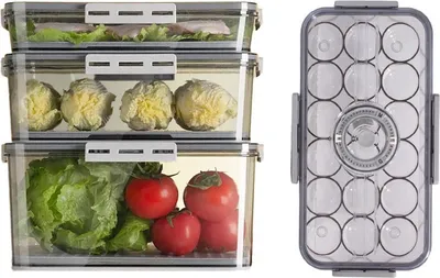 Obrázek produktu pro sada 4 dóz na potraviny a zásobníků na vejce časovač sítko 3 dózy + zásobník na vejce