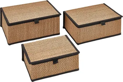 Produktbild von Set aus 3 Stemy-Körben L25 30 33,5cm schwarz und beige