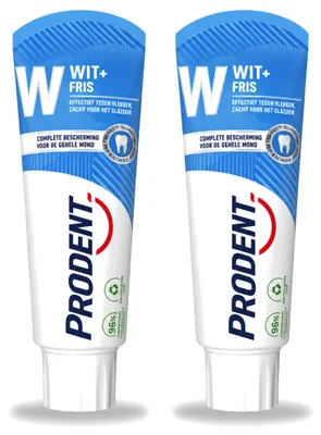Imagen del producto de 2 tubos de pasta dental Prodent Wit + Fris, protección completa, 75 ml, pack ahorro, 2 unidades