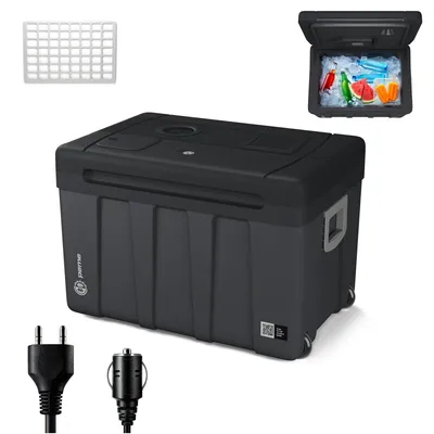 Produktbild von Peme Elektrische Kühlbox Essential 50L - Auto Camping Kühlschrank Trolley leise Wärmefunktion Minikühlschrank PKW LKW Reise Outdoor Kühlbox, Camping