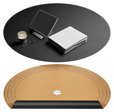 Productafbeelding van 762 mm ronde placemats met kurk en Polyurethanleer, snijbaar voor eettafel