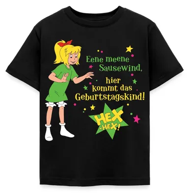 Produktbild von Spreadshirt Bibi Blocksberg Geburtstag Bibi & Spruch Kinder T-Shirt, 110/116 (5-6 Jahre), Schwarz