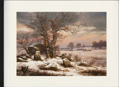 Produktbild von Johan Christian Dahl Gerahmtes Bild Mit Edlem Passepartout | Wand-Bilder | Im Bilderrahmen - Winterlandschaft Nahe Vordingborg, 1829 (60 x 80 cm)