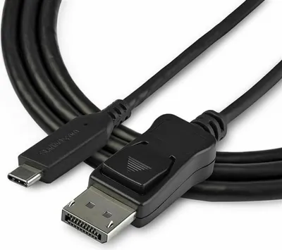 Produktbild von StarTech.com 1 m - USB-C auf DisplayPort-Adapterkabel - 8K 30 Hz - HBR3 - USB-C-Adapter - Thunderbolt 3-kompatibel - CDP2DP141MB - Externer Videoadapter - USB-C - DisplayPort - Schwarz - für P/N: TB4CDOCK