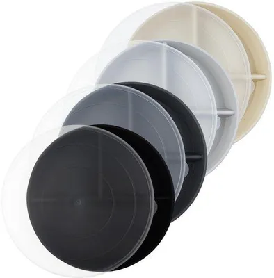 Produktbild von Ibenzoa® 4er-Set Teller 22,8 cm – unzerbrechlich & wiederverwendbar aus BPA-freiem PP, 3-geteilt mit Deckel, spülmaschinen-/mikrowellen-/gefriergeeignet, für Kinder & Erwachsene