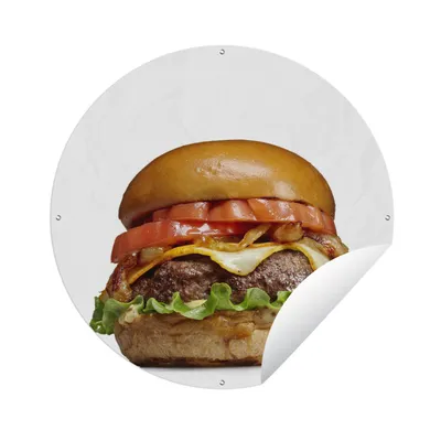 Obrázek produktu pro MuchoWow® Kulatý venkovní plakát - Hamburger z čerstvých surovin - Ø 120  - Zahradní dekorace